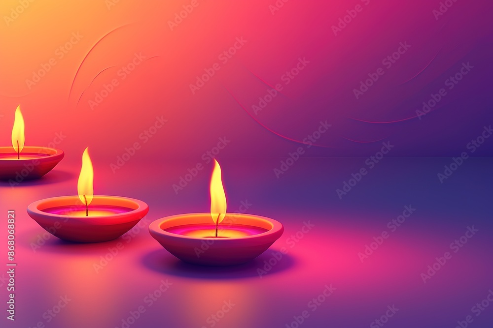 Lit candles in small decorative clay pots burning on patterned table cloth. celebration, religion, tradition and ceremony concept. Lit candles in small decorative clay pots burning on patterned table cloth. celebration, religion, tradition and ceremony concept.