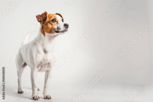 Dog on White Background with Space for Text © song