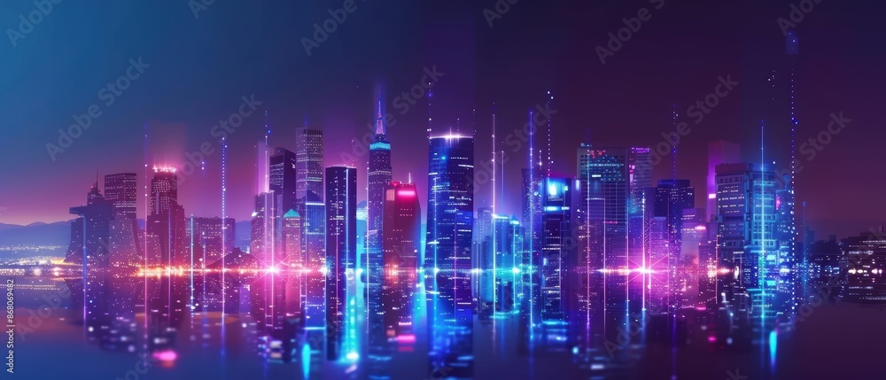Smart city with interconnected IoT devices, futuristic urban landscape, digital transformation, and advanced connectivity, and urban innovation Smart city with interconnected IoT devices, futuristic urban landscape, digital transformation, and advanced connectivity, and urban innovation
