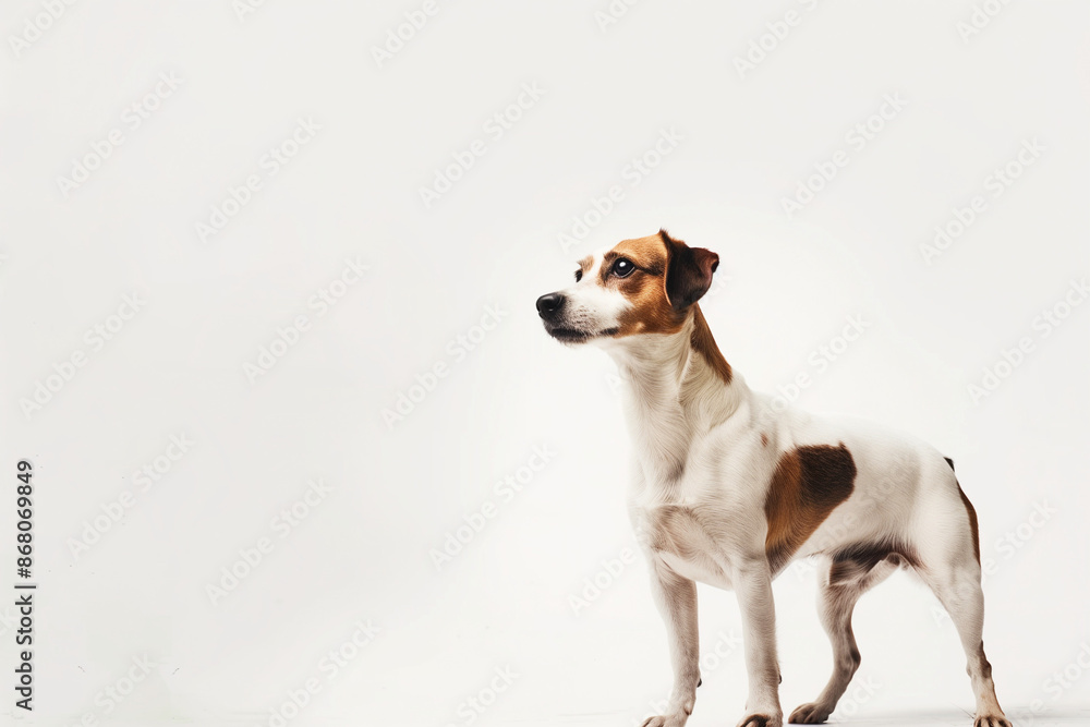 Dog on White Background with Space for Text Dog on White Background with Space for Text