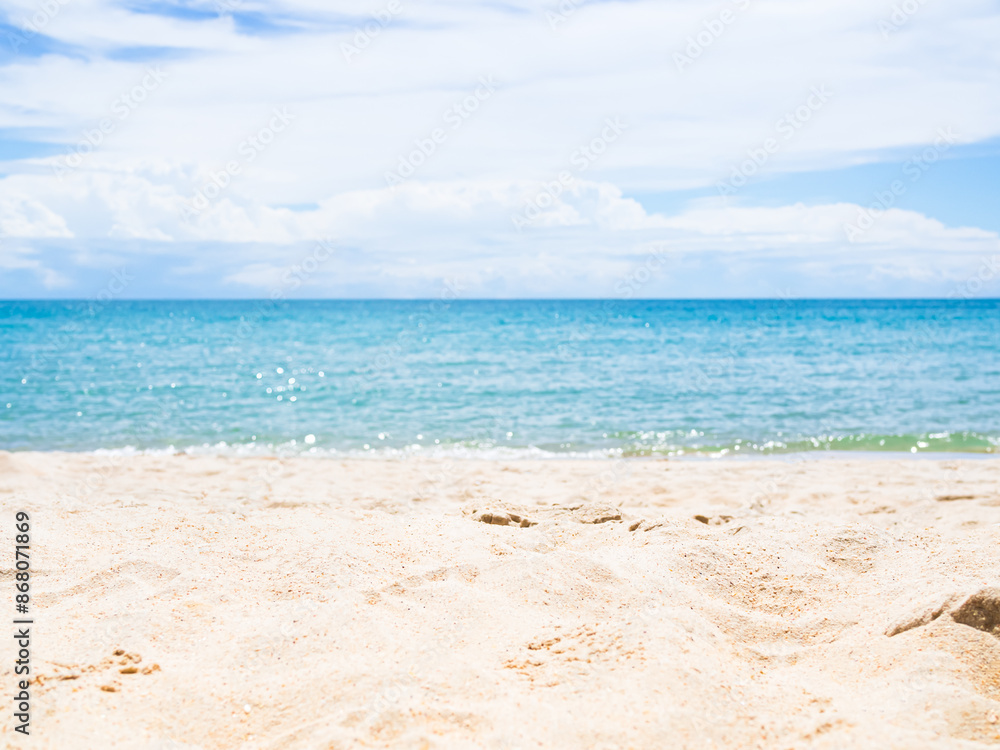 Nature Travel Sand Beach Ocean Background Texture Surface Blue Sea and Horizon Nature Summer Tropical, Beauty View Landscape Shore Island Cloud Clear Sky Light Day Card Holidays Tourism Vacation. Nature Travel Sand Beach Ocean Background Texture Surface Blue Sea and Horizon Nature Summer Tropical, Beauty View Landscape Shore Island Cloud Clear Sky Light Day Card Holidays Tourism Vacation.
