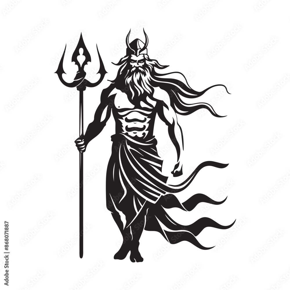 Triton Greek God Image Vector. illustration of a Triton Greek God isolated on white Triton Greek God Image Vector. illustration of a Triton Greek God isolated on white