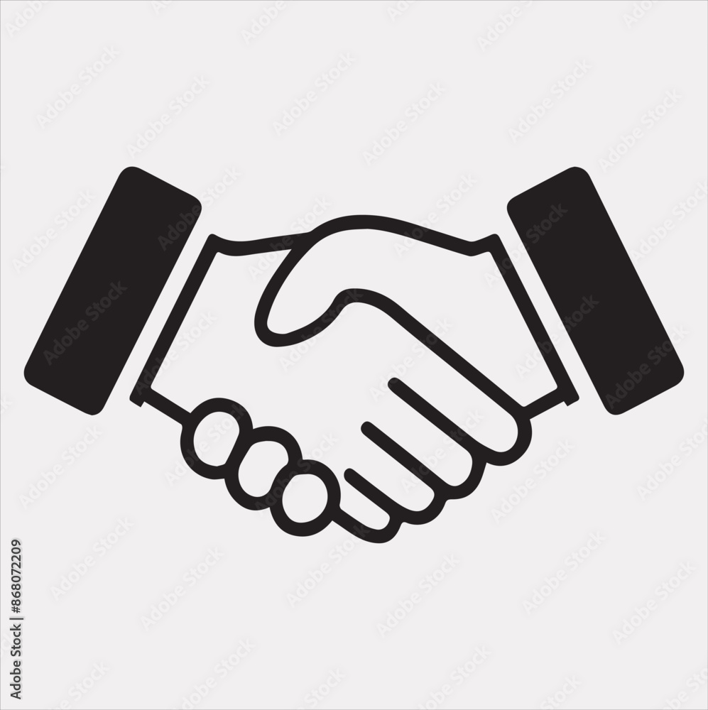 Naklejka premium a minimalist handshake icon logo vector Silhouette art on a White Background