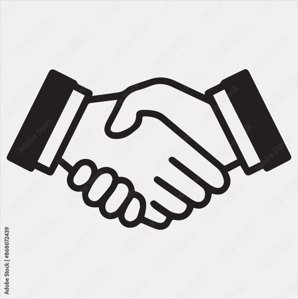a minimalist handshake icon logo vector Silhouette art on a White Background a minimalist handshake icon logo vector Silhouette art on a White Background