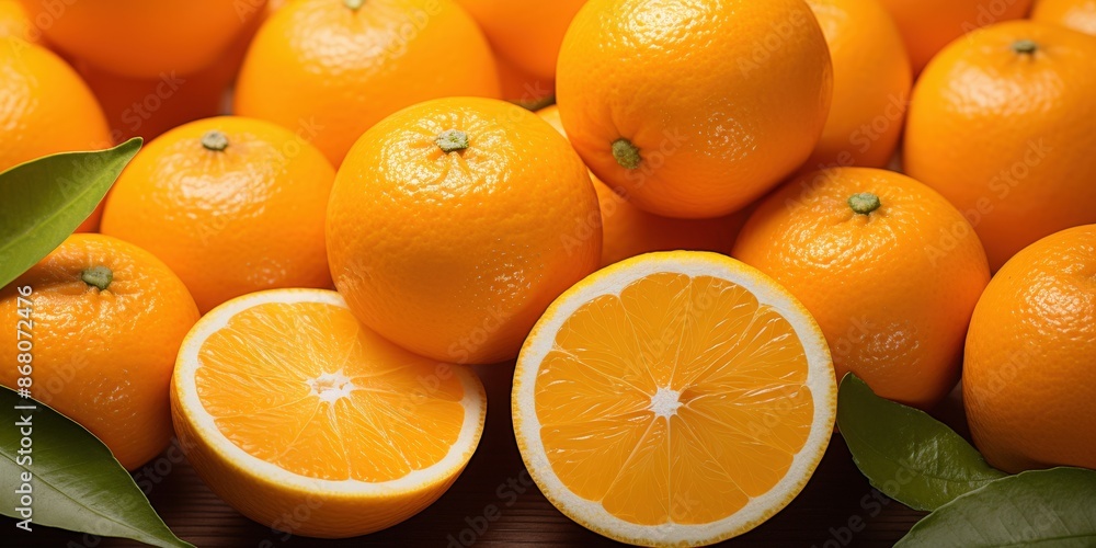 A Group of Oranges with One Cut in Half