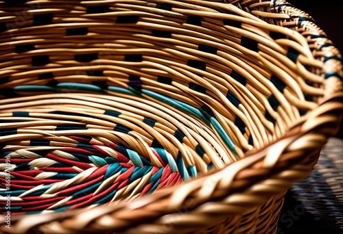 detailed texture woven basket showing intricate weave handcrafted artisanal design, pattern, craftsmanship, handiwork, handmade, weaving, handicraft, artistry, textile photo