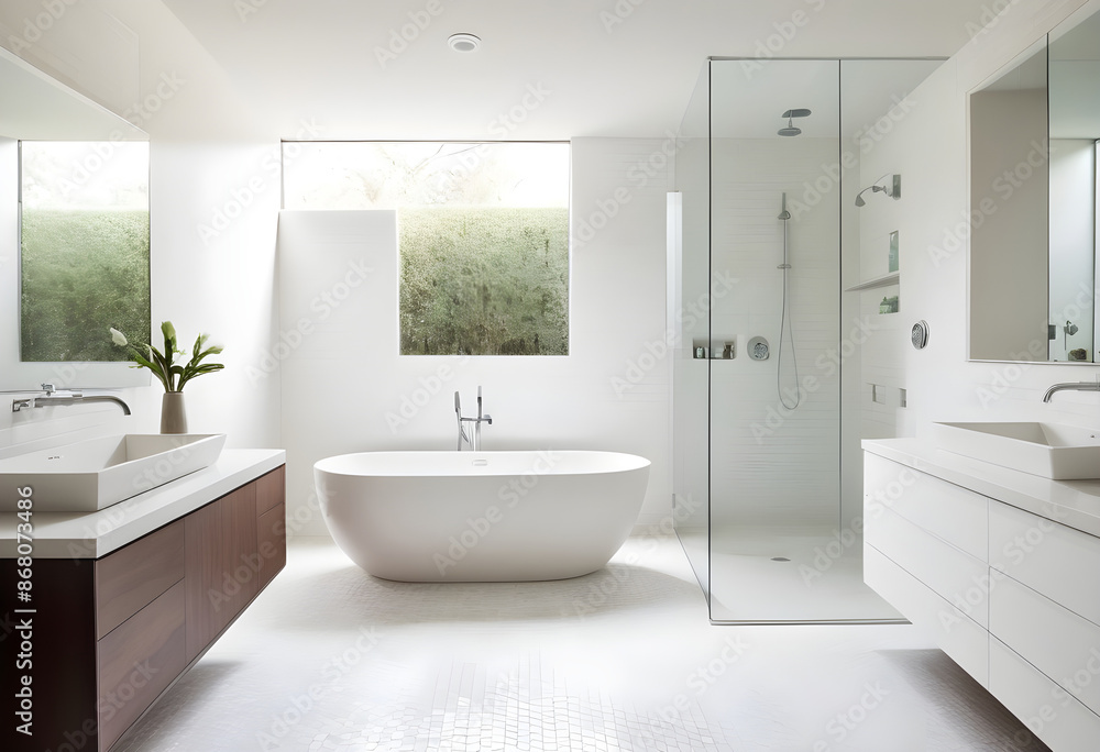Serene-whitetoned-bathroom-with-a-freestanding-tub. Serene-whitetoned-bathroom-with-a-freestanding-tub.