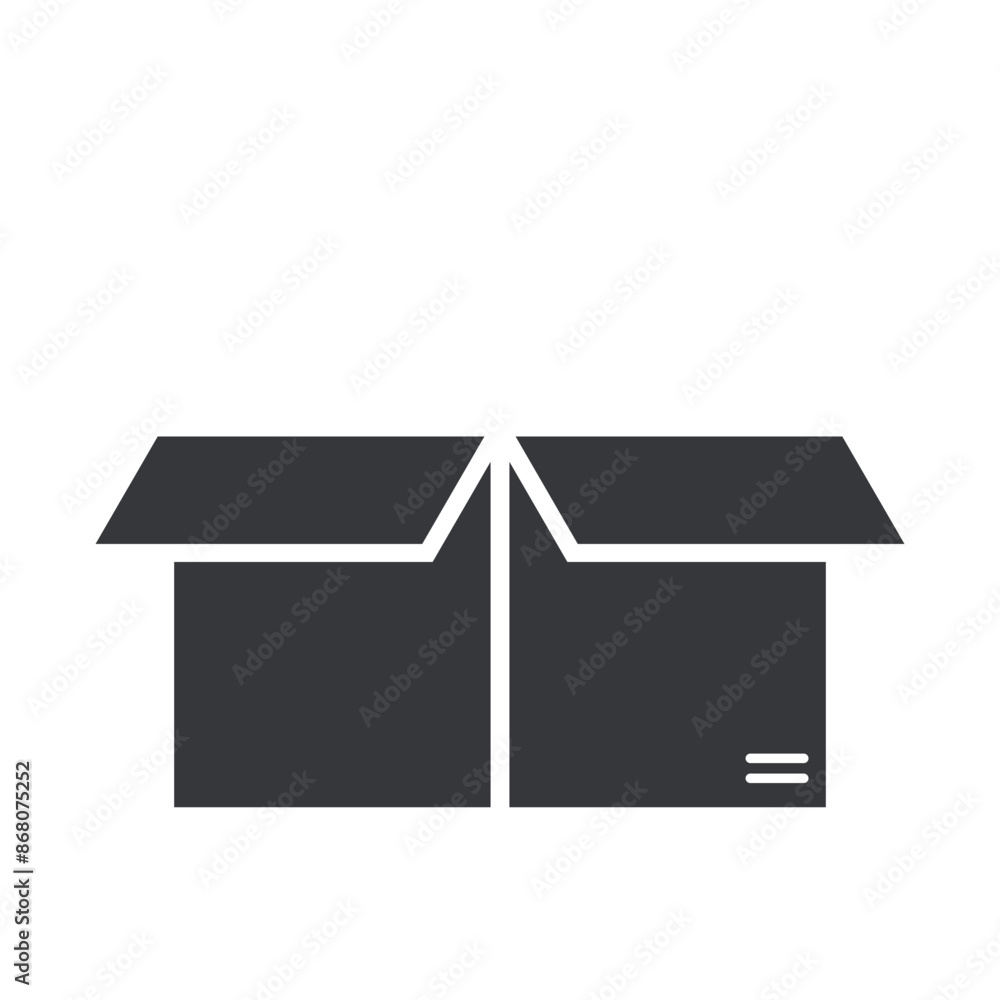 Isolated pictogram sign of cardboard box, paper waste, opened shipping package icon Isolated pictogram sign of cardboard box, paper waste, opened shipping package icon