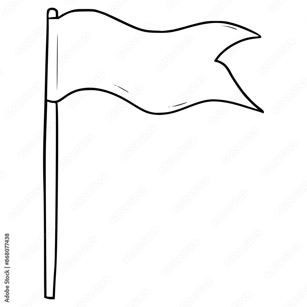 waving flag illustration hand drawn outline vector waving flag illustration hand drawn outline vector