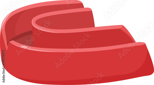 Red mouth guard protecting teeth from injury during sports, isolated on white background