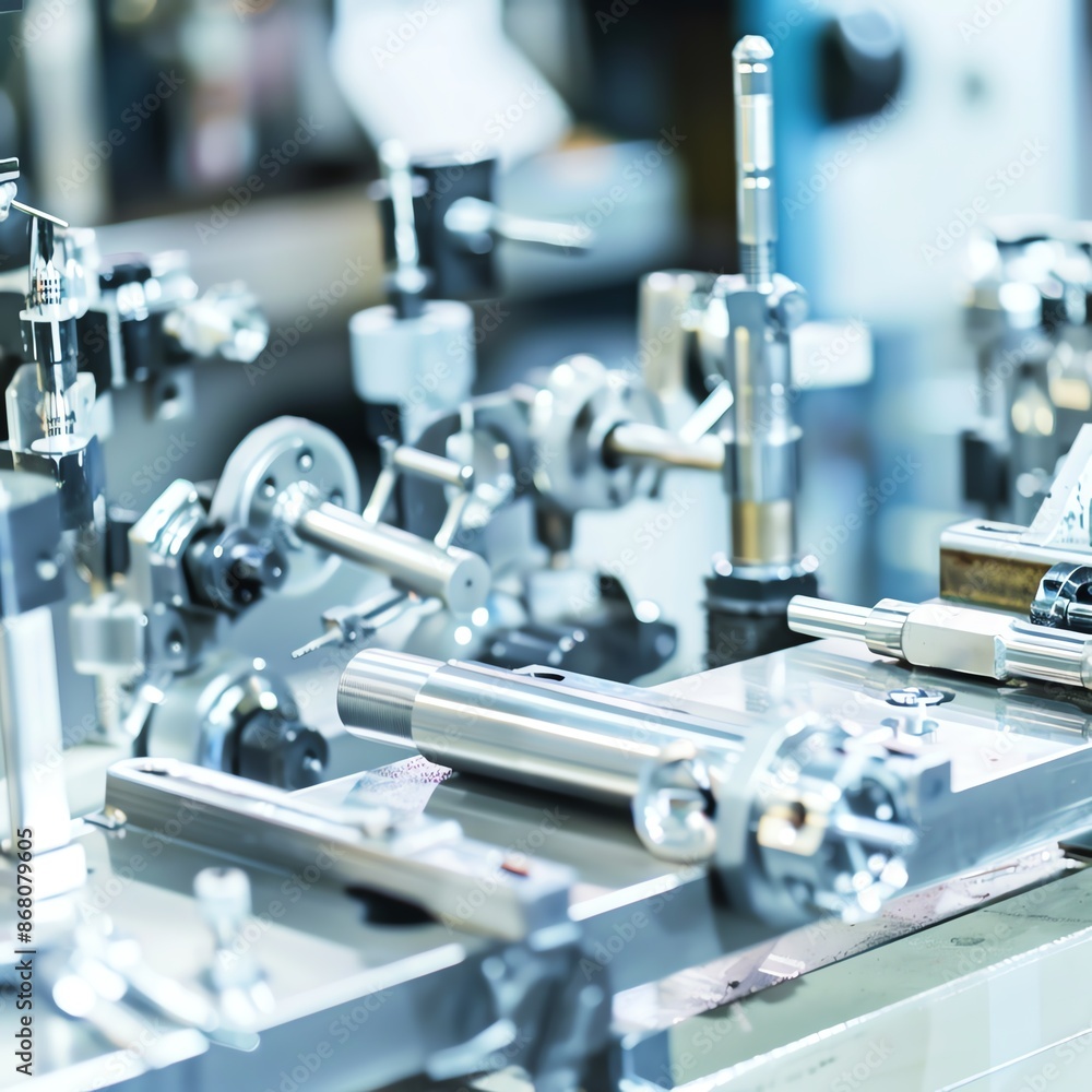 Shining factory surfaces, tools in designated places, high angle, soft light, pristine and organized atmosphere, isolated on white background, Shining factory surfaces, tools in designated places, high angle, soft light, pristine and organized atmosphere, isolated on white background,