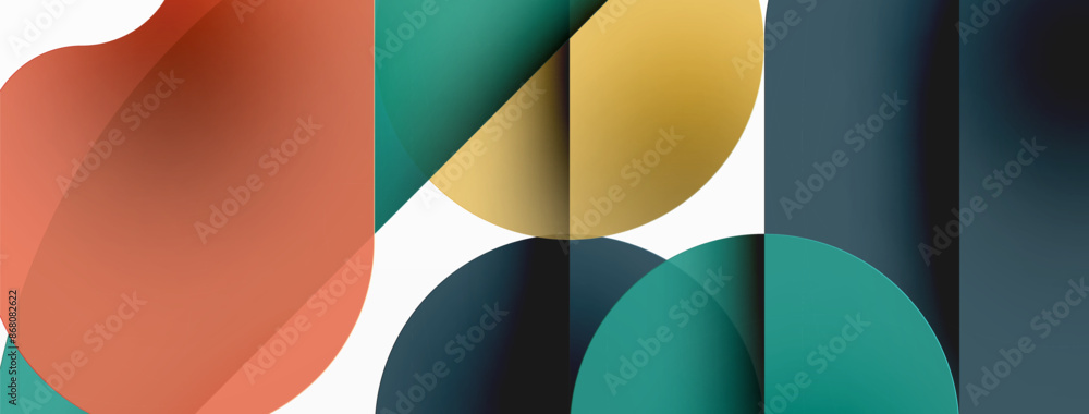 Minimal round shapes geometric abstract background. Circle design. Trendy techno business template for wallpaper, banner, background or landing Minimal round shapes geometric abstract background. Circle design. Trendy techno business template for wallpaper, banner, background or landing