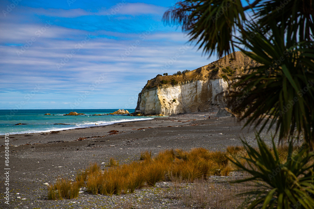 Φωτογραφία panorama of nape nape beach near hurunui mouth reserve in canterbury, new zealan