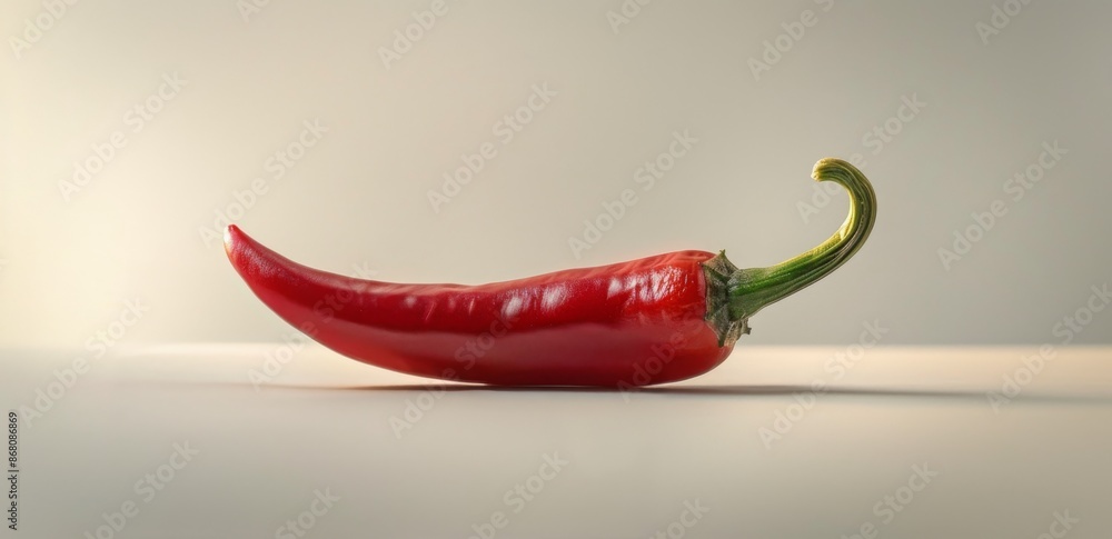 Single Red Chili Pepper on White Background in Daylight Single Red Chili Pepper on White Background in Daylight