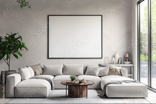 Frame mockup  ISO A paper size. Home Office wall poster mockup. Interior mockup with office background. Modern interior design.