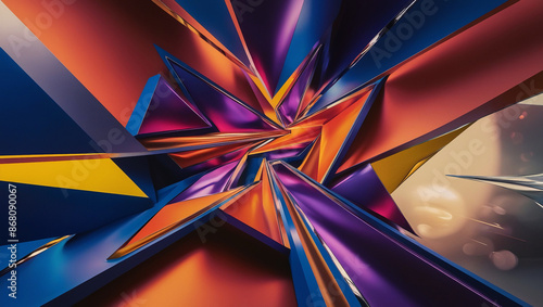 Wallpaper Mural abstract artwork that explores depth through overlapping bold shapes and angles, creating a sense of dynamic movement and dimensionality Torontodigital.ca