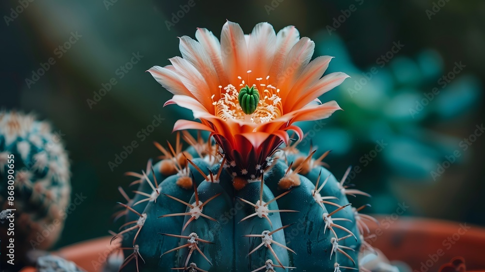 Fototapeta premium Close-up of a Blooming Cactus Flower