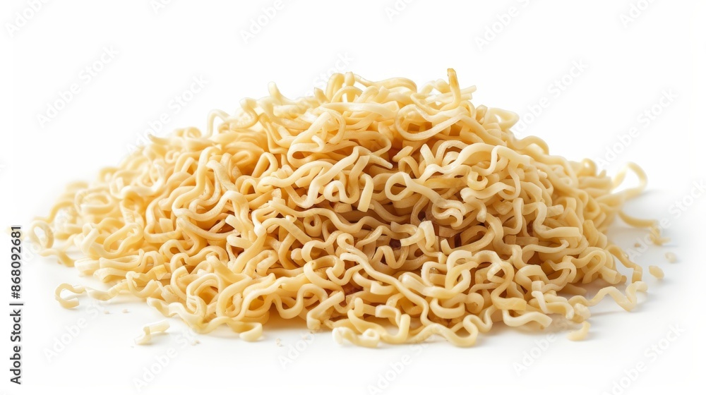 Heap of uncooked instant noodles on white background Heap of uncooked instant noodles on white background