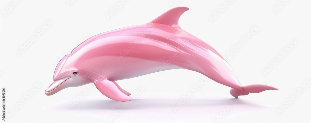 Pink dolphin swimming against white background, aquatic animal concept Pink dolphin swimming against white background, aquatic animal concept