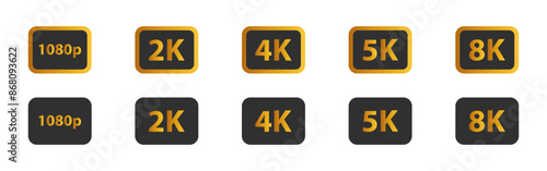 Video monitor screen display resolution gold black sign icon vector illustration design