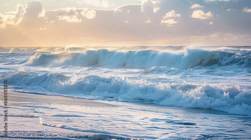Scenic ocean bay waves on a breezy winter day Scenic ocean bay waves on a breezy winter day