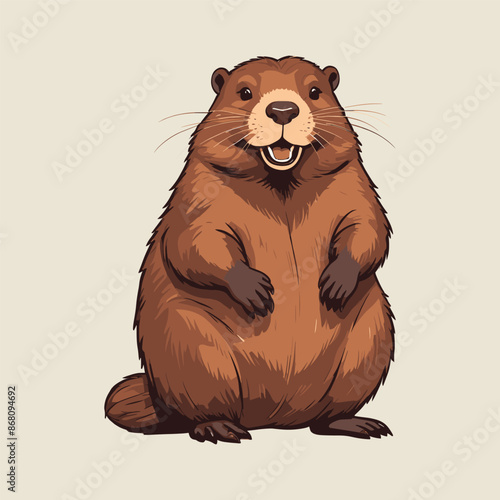 Cheerful Beaver Illustration