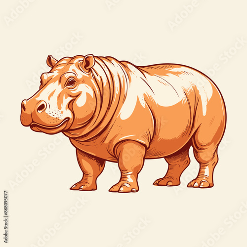 Detailed Cartoon Hippo Illustration