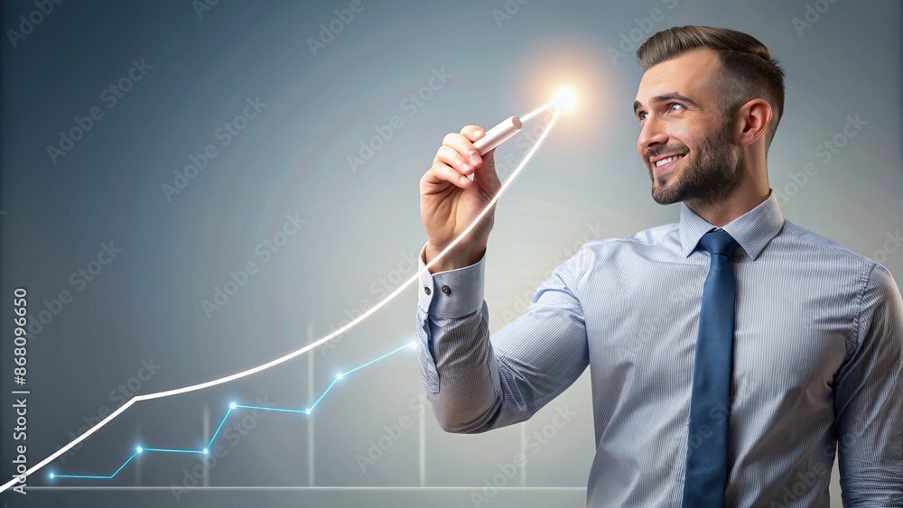 Happy new year 2025. A man draws a rising graph, line, from the end of 2024 rises to the start of 2025. New coming year, journey, of improvement and success. Happy new year 2025. A man draws a rising graph, line, from the end of 2024 rises to the start of 2025. New coming year, journey, of improvement and success.