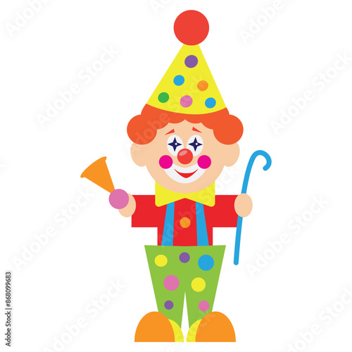 Cute colorful circus clown vector cartoon illustration