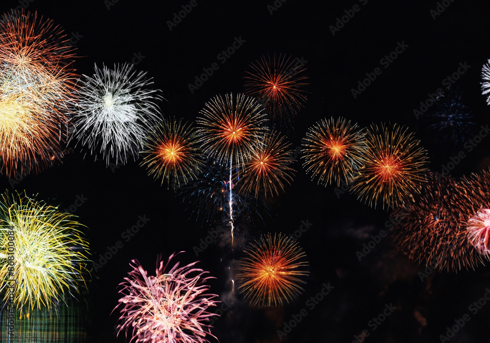 Exhilarating fireworks painting the heavens. Exhilarating fireworks painting the heavens.