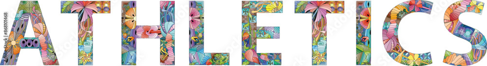 Fototapeta premium Word ATHLETICS. Vector zentangle object for decoration