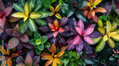 Wallpaper Mural Croton Garden Colorful Codiaeum Variegatum Plants with Seasonal Texture Top View Concept Torontodigital.ca