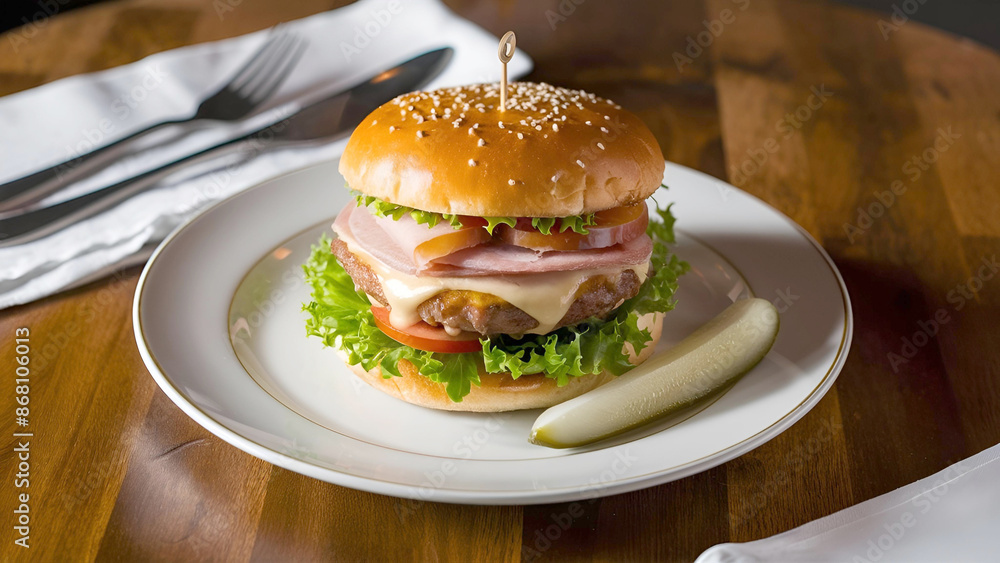 burger on a plate burger on a plate
