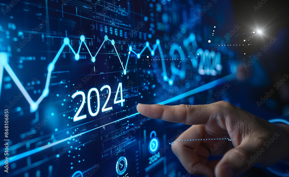 Hand touching glowing digital graph with an upward trend Hand touching glowing digital graph with an upward trend