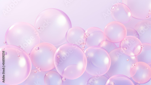 A serene pastel color palette of lilac and light blue soap bubbles create a calming and airy texture for backgrounds and banners.