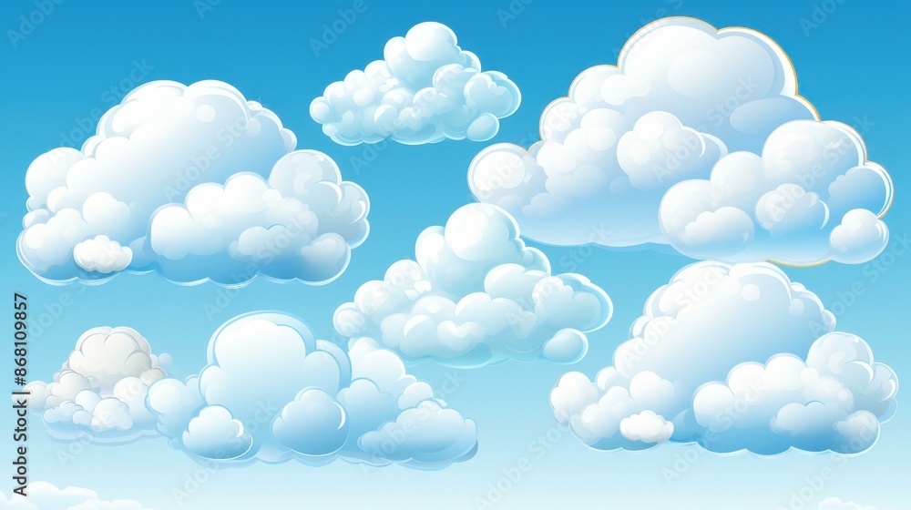 Charming cartoon clouds with snowfall for a whimsical winter scene in your designs. Charming cartoon clouds with snowfall for a whimsical winter scene in your designs.