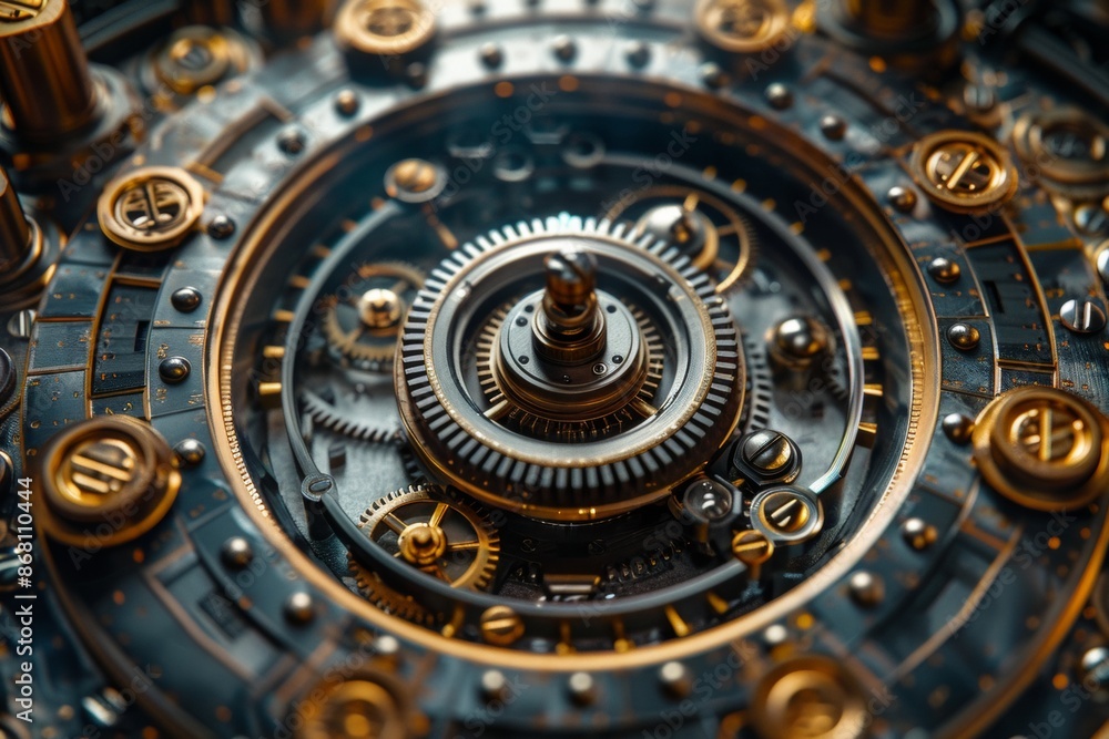 An intricate, clockwork-inspired lock mechanism, interlocking gears and coded symbols representing the complexities of encryption, photorealistic An intricate, clockwork-inspired lock mechanism, interlocking gears and coded symbols representing the complexities of encryption, photorealistic
