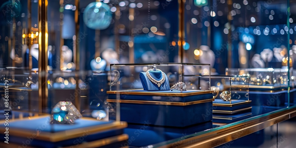 Luxurious Display of Sparkling Jewelry in Elegant Showroom Luxurious Display of Sparkling Jewelry in Elegant Showroom