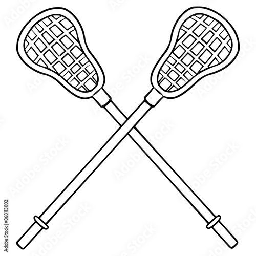 lacrosse sticks illustration hand drawn outline vector