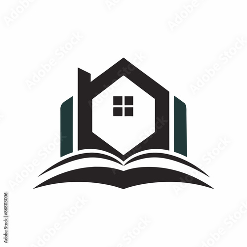 book house line logo icon design illustration.
