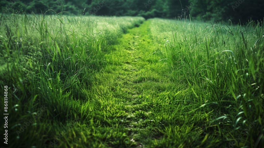 path through a green grass field background illustration generated by ai path through a green grass field background illustration generated by ai