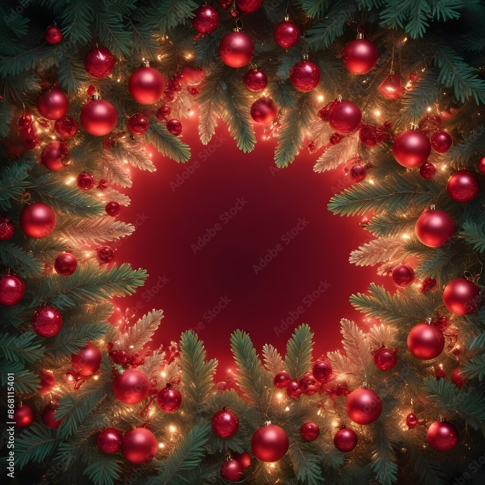 Red christmas bauble frame with copy space Red christmas bauble frame with copy space