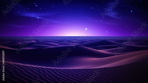 Majestic sand dunes under starry sky with Milky Way. Perfect for nature and landscape themes.