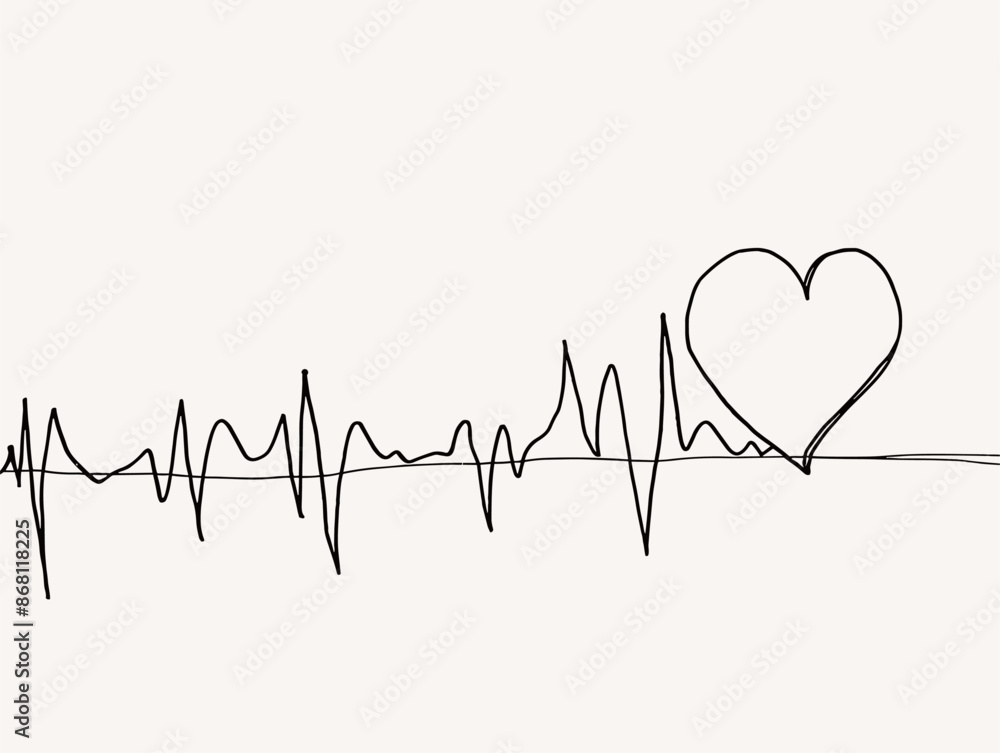 Heart Pulse - a single line drawing depicting the connection between life and the continuation of care Heart Pulse - a single line drawing depicting the connection between life and the continuation of care