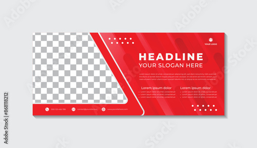 Abstract banner simple cut line pattern modern red background