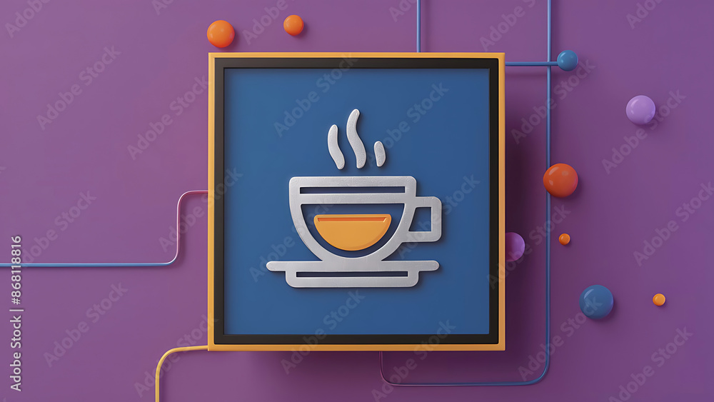 Border frame with coffee cup ico.Ai Generated. Border frame with coffee cup ico.Ai Generated.