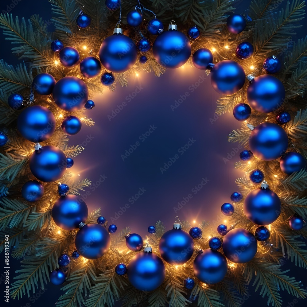Blue christmas bauble frame with copy space Blue christmas bauble frame with copy space