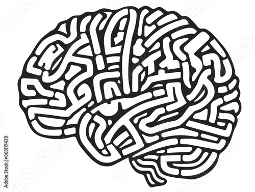 The Labyrinthine Mind: Unraveling the Complexities of Mental Health through the Art of One-Line Drawing
