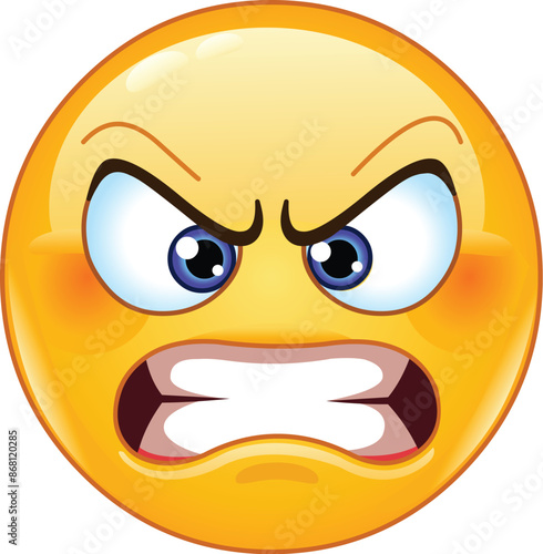 Angry face emoji emoticon with clenched teeth showing a furious expression