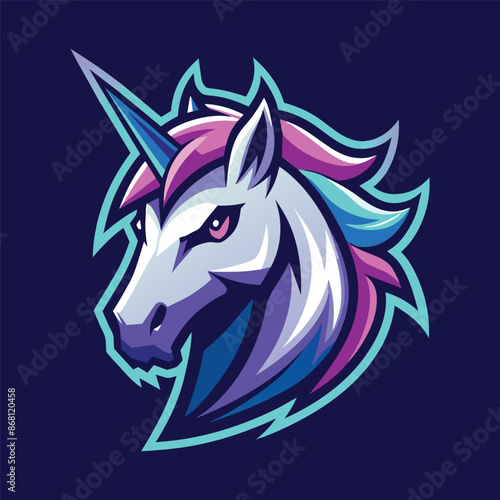 unicorn mascot esport logo vector